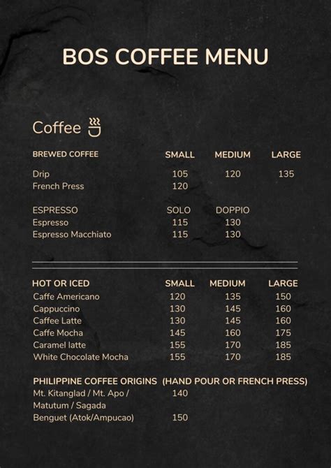 bo's coffee mandaluyong|Philippine Coffee Bo's Coffee Primo Store Menu.